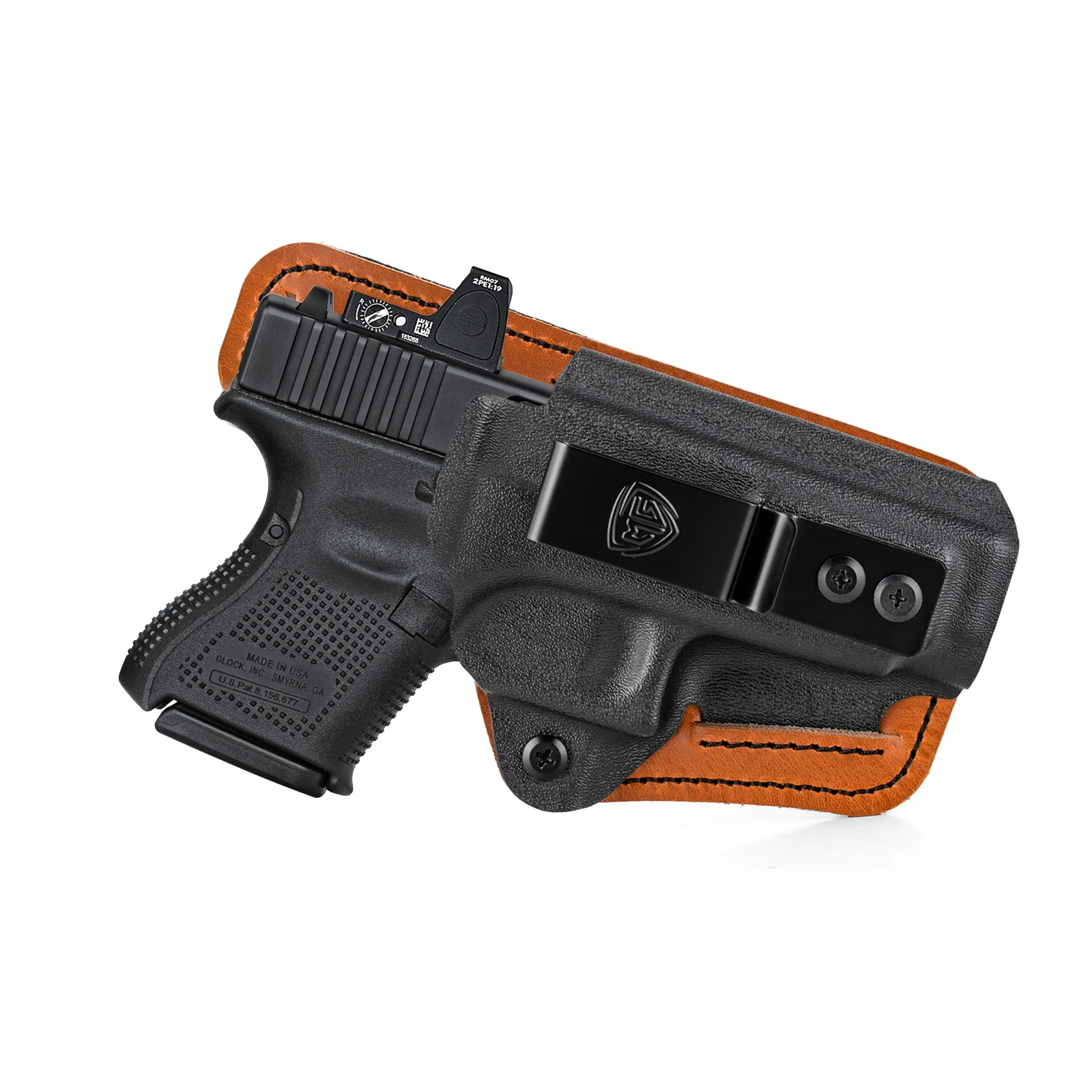 G26 Holster mit Komfortpolster IWB Kydex Leder Hybrid-Holster für Glock 26 27 33 Innenliegendes Holster für verdecktes Tragen – Detail 6
