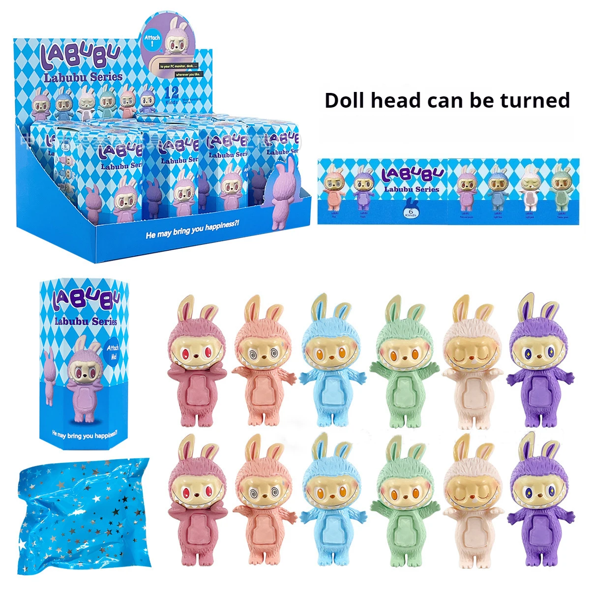 12 teile/satz Blind Box Hippers Engel Labubu Aufkleber Hochwertige Auto Desktop Dekoration Minie