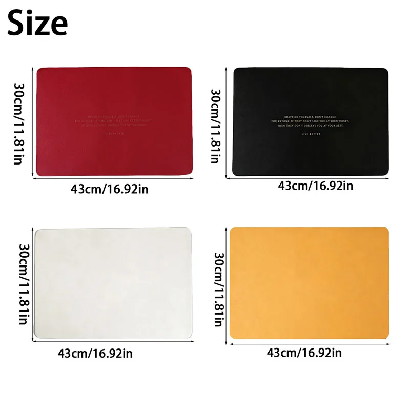 4pcs/8pcs/12pcs Modern Rectangular Table Placemat with Water Rrepellent Non‑Slip Heat‑Resistant Leather for Household Restaurant