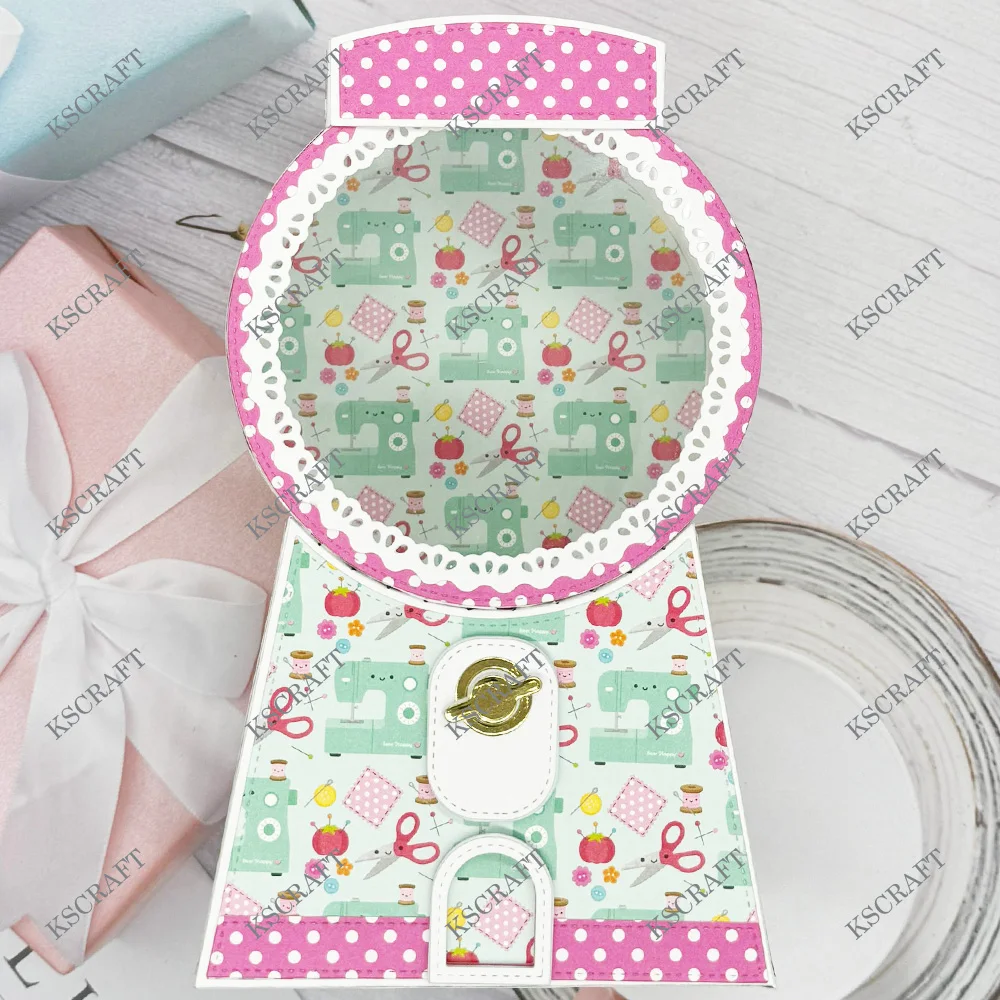 KSCRAFT 3D Gumball Machine Box Cutting Dies Stencils for DIY Scrapbooking Decorative Embossing DIY Paper Cards