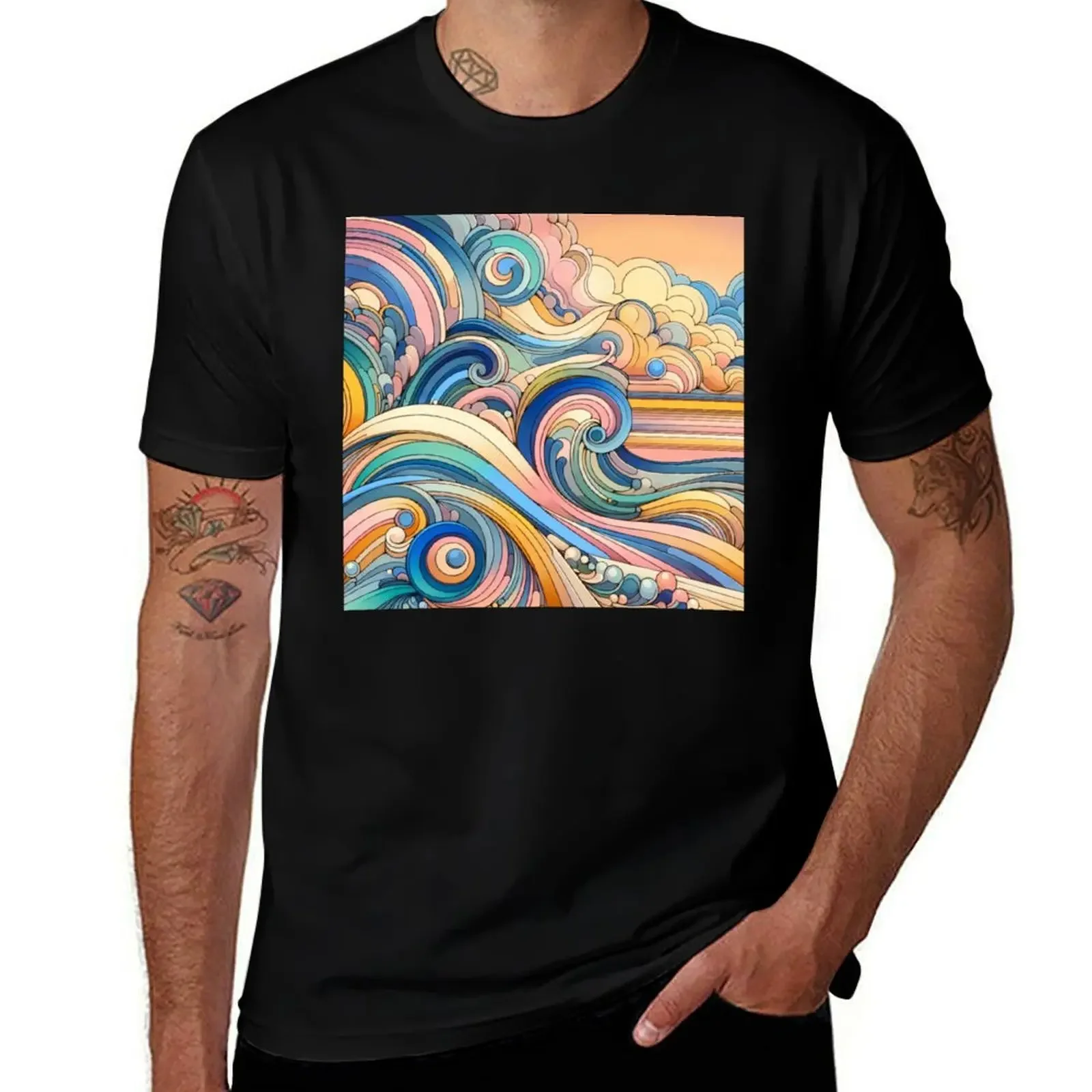 

Pastel Currents T-Shirt vintage t shirts graphics plus size tops Man t-shirt oversized t shirt men