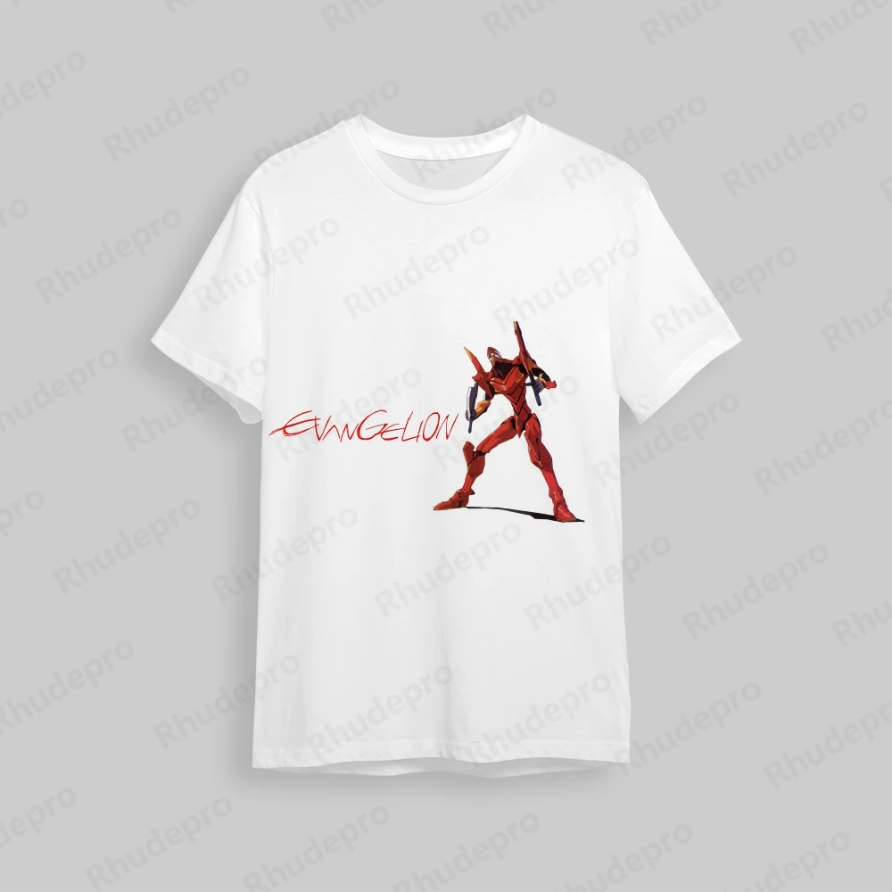 Camiseta masculina Neon Genesis Evangelion estampada, estilo Harajuku, blusa de manga curta anime, roupas cosplay, tendência, Y2k, nova