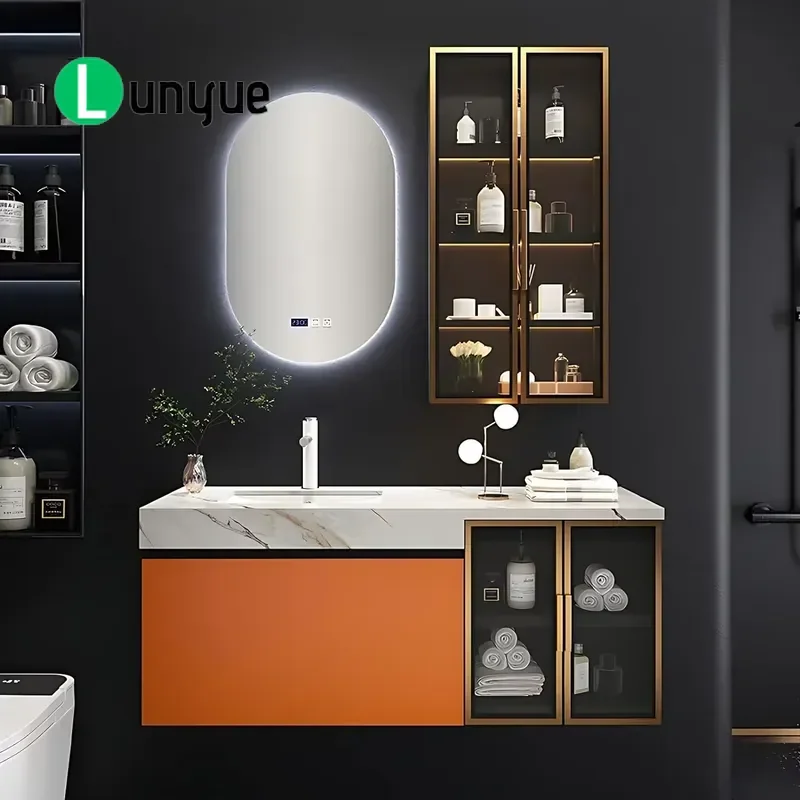 Modern Floor to Ceiling Bathroom Vanity Cabinet Solid Wood MDF Sink Unit with Countertop Storage Furniture for Home Decor