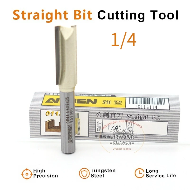 Arden 1/4 Shank 2 Flutes Straight Router Bit Carbide Woodworking CNC Slotting Cutting Engraving Tool for MDF