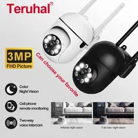 1080P 3MP Video Camera 2-Way Audio Wireless Security Camera PTZ Wi-Fi Smart Home Security Camera Color Night Vision 2-Way Audio