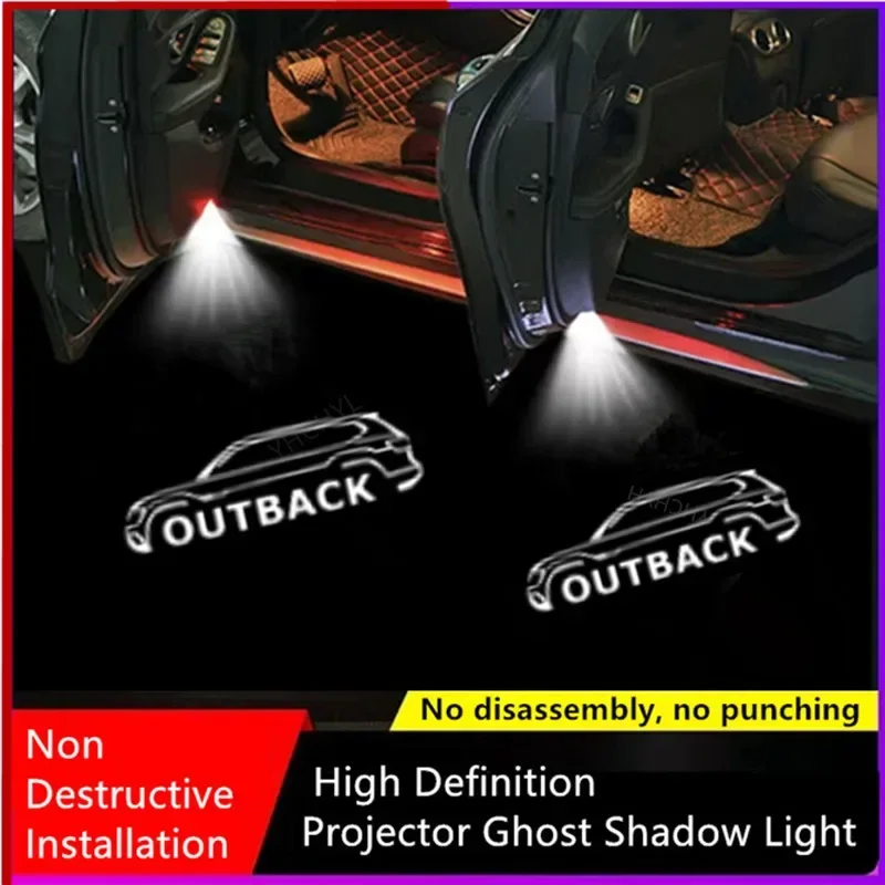 2PCS LED Car Door Courtesy Lights Projector Ghost Shadow Lamp Accessories for Subaru Outback BR BS 2012-2020 2021 2022 2014 2015