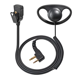 Radio Earpiece, D-Shape Ear hook Headset Ear Piece with PTT Mic for Midland LXT500VP3 GXT1050VP4 GXT1000XB Icom IC-V8 V80 V80E