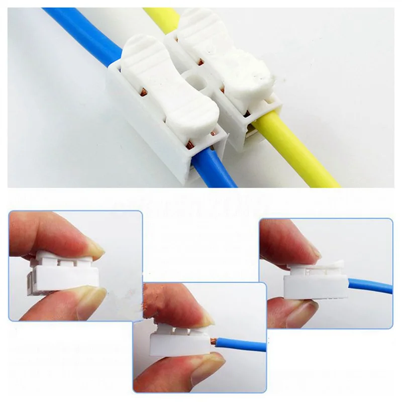 

AA21-400Pcs Пластиковый 2-контактный разъем для быстрой кабеля Клемма проводки 10A 250V