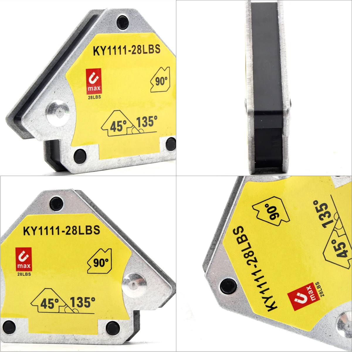 2-teiliges Set 12,5kg Magnetischer Schweißfixierer Pfeilförmiger Schweißwinkelmagnet Schweißpositionierer Ferrit-Hilfsfixierwerkzeug – Detail 3