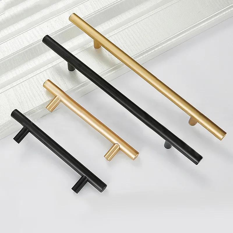 Black Golden Cupboard Handle Brushed Stainless Steel Kitchen Cabinet Door Knob Furniture Drawer Pull  Hardware Pulls  Bar Handle