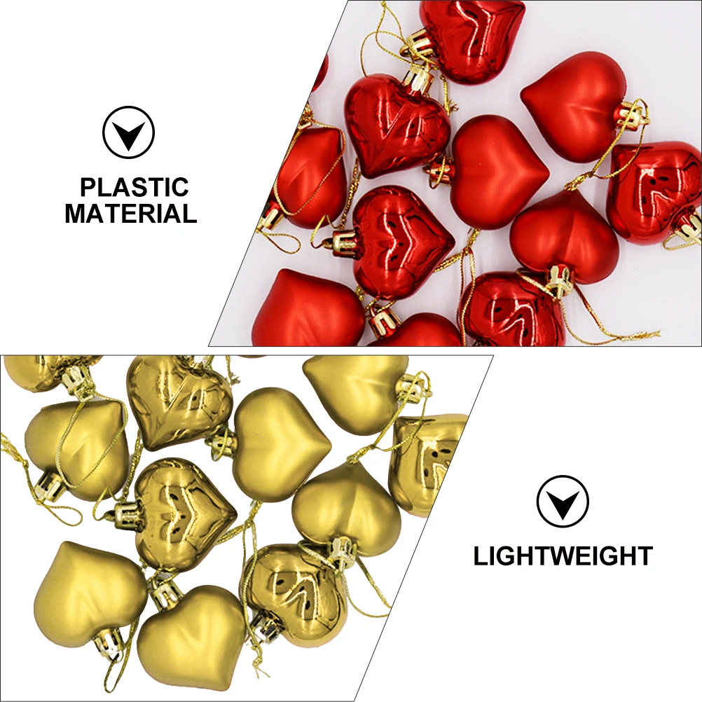 

36 Pcs Christmas naments Plastic Heart Shape Pendant for Tree Wall Door Window Fireplace Decor Holiday Party Supplies