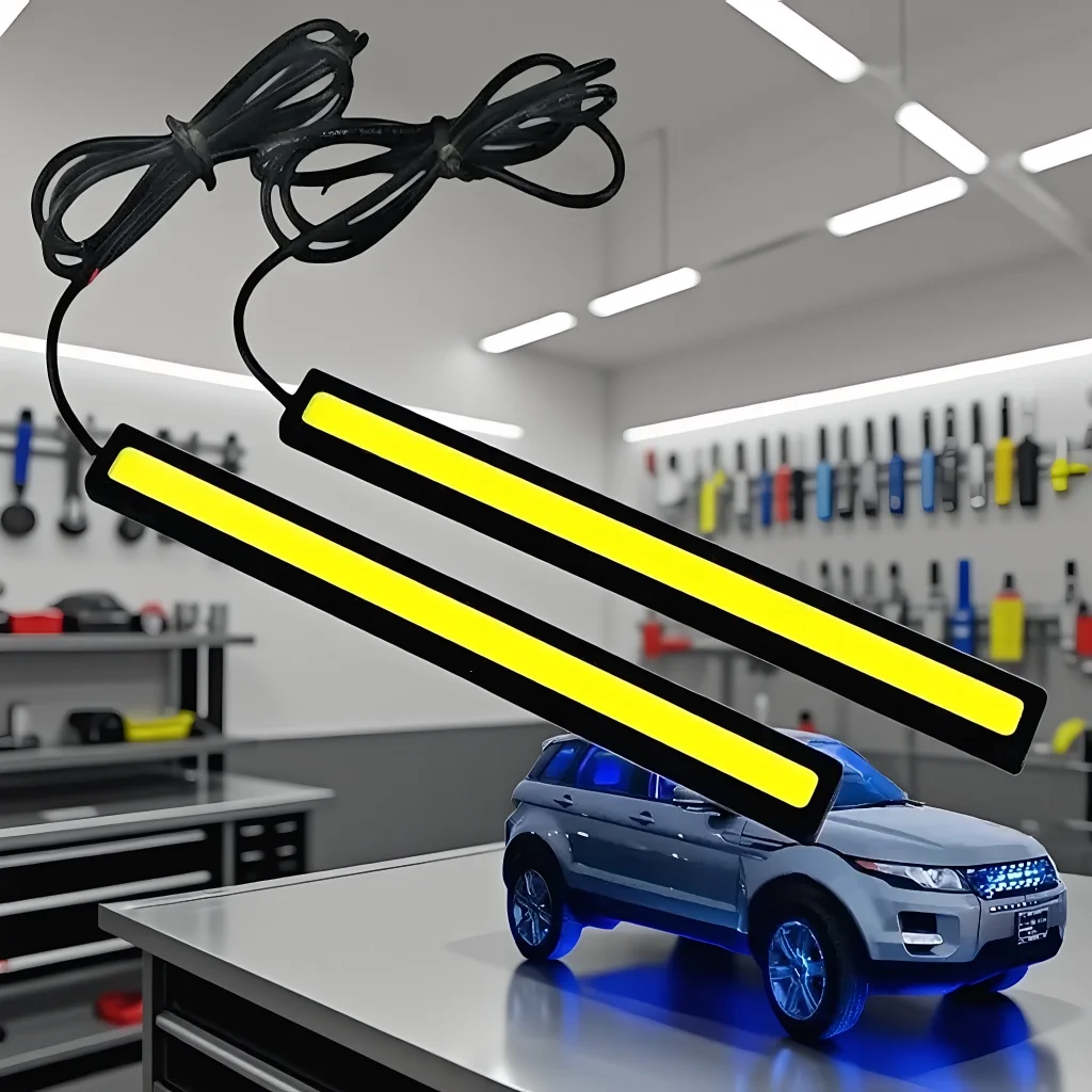 

2 PCS Super Bright 17CM LED COB Fog Bulb - 12V 6500K Car DRL Strip Daytime Running Light Bar Interior Styling