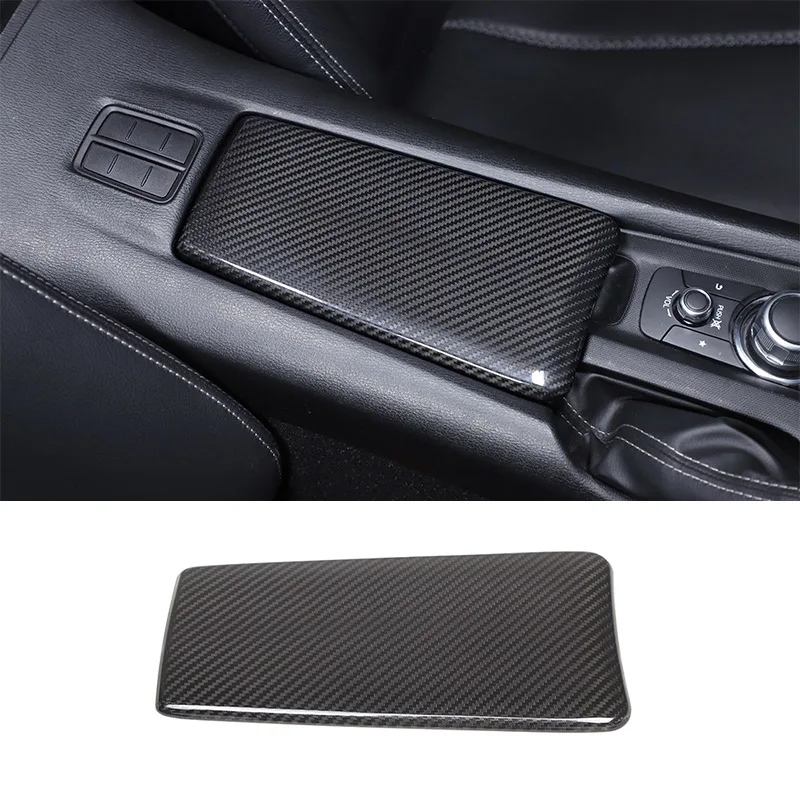 Real Carbon Fiber For Mazda MX-5 2016-2023 Car Center Control Armrest Box Storage Box Protective Cover Decoration Accessories