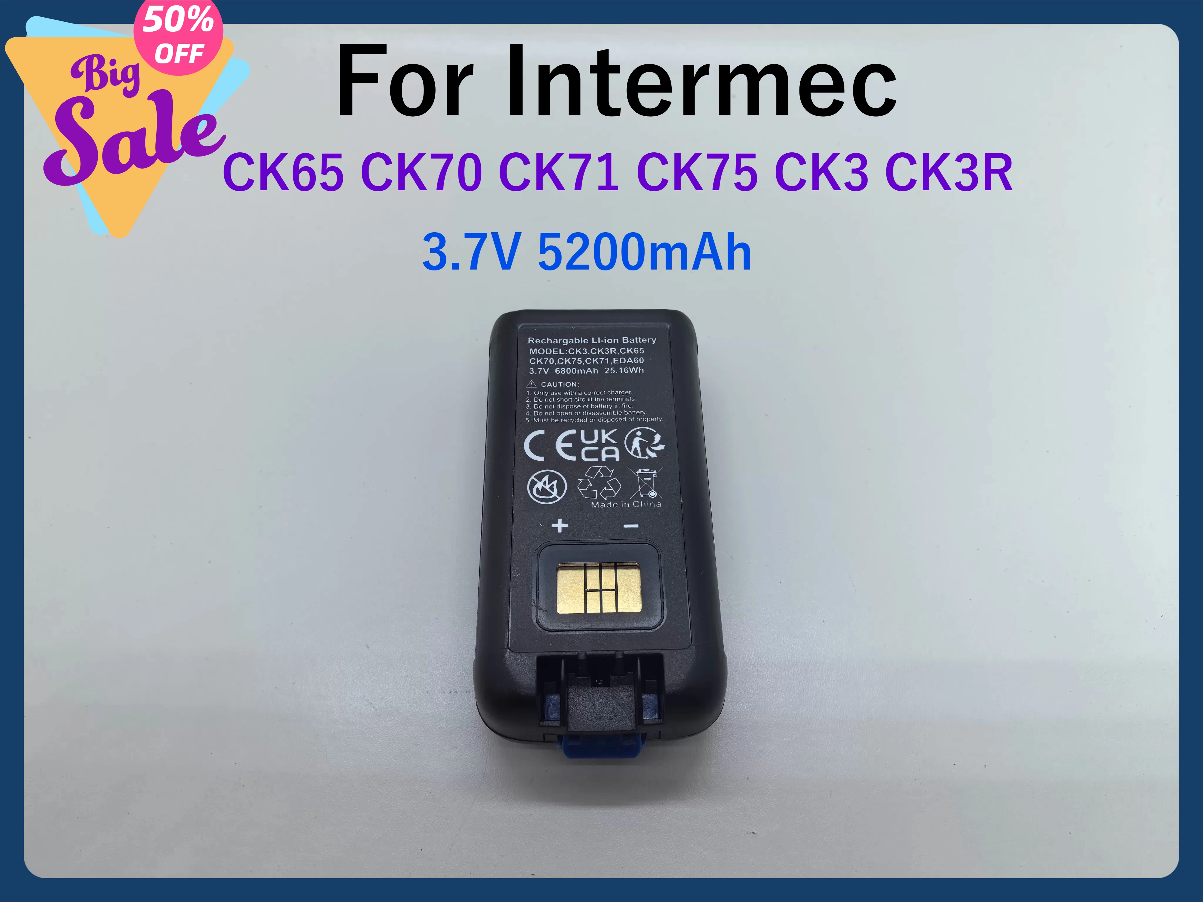 Compatible with Intermec CK65 CK70 CK71 CK75 CK3 CK3R batteries 3.7V 5200mAh