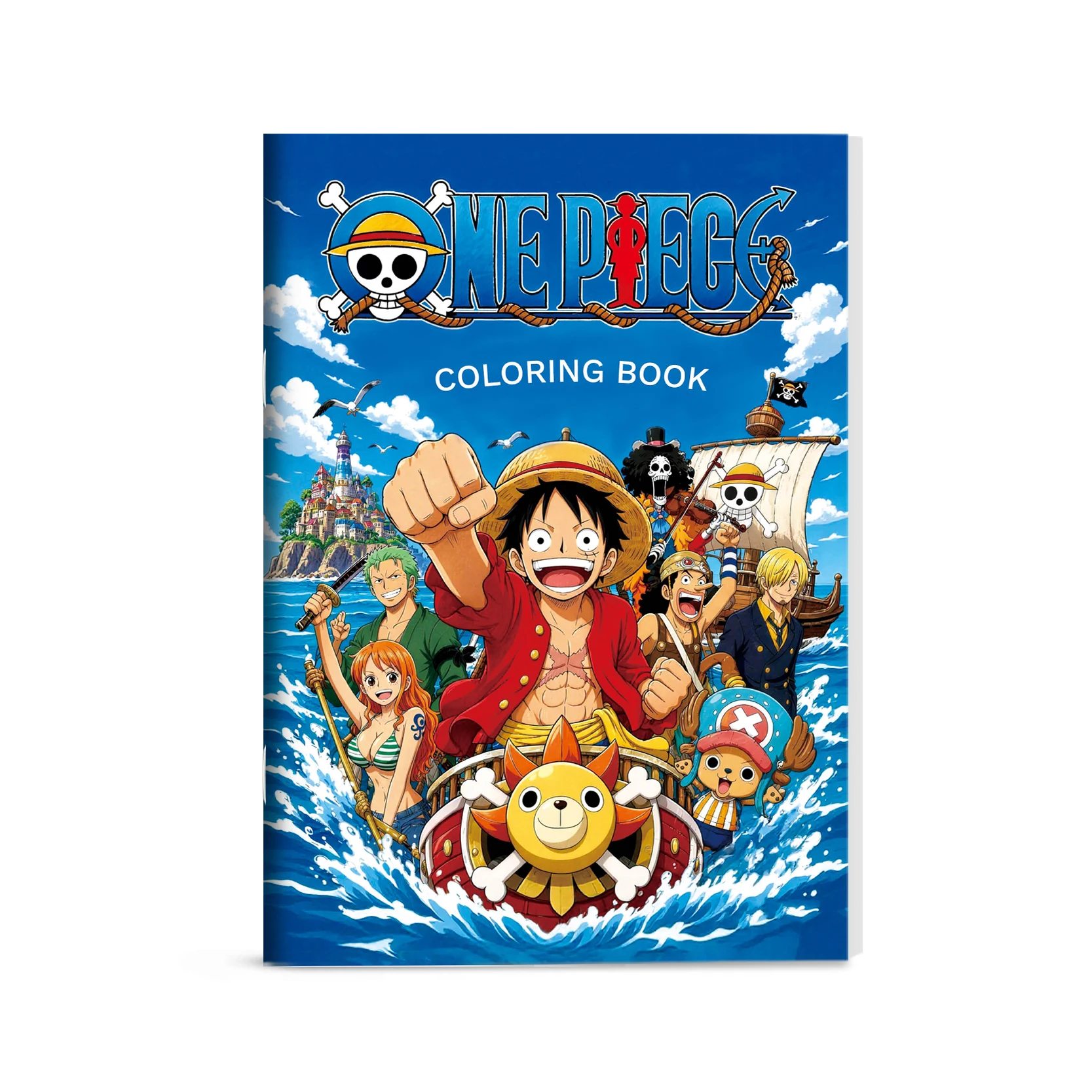 Anime One Piece Malbuch, 36 Seiten, Luffy Zoro Chopper, Bildzeichnungsbuch für Kinder und Erwachsene, Stressabbau, Kunsttherapie, Geburtstagsgeschenk
