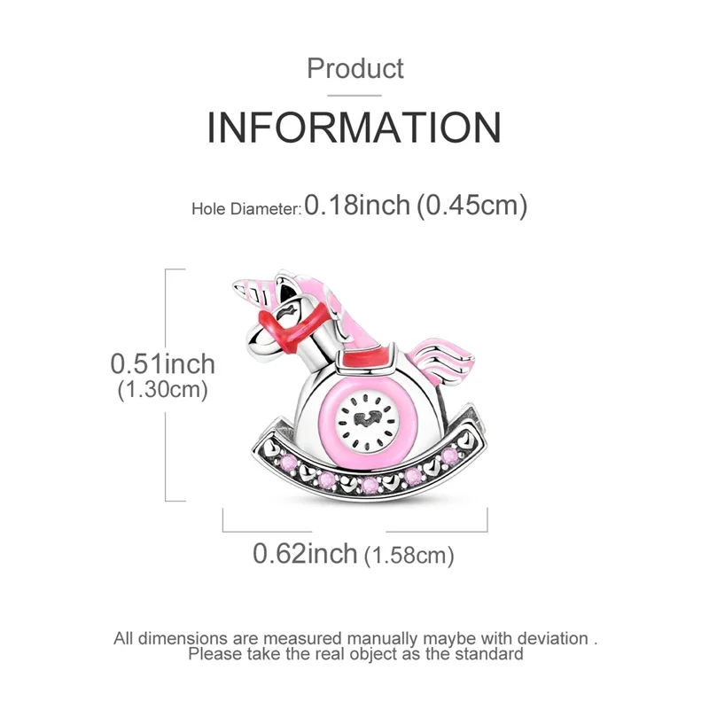 الوردي خشبية الحصان ساعة الخرز 925 فضة الخرز الأصلي صالح الأصلي 925 سحر خرز سوار مجوهرات هدايا للنساء