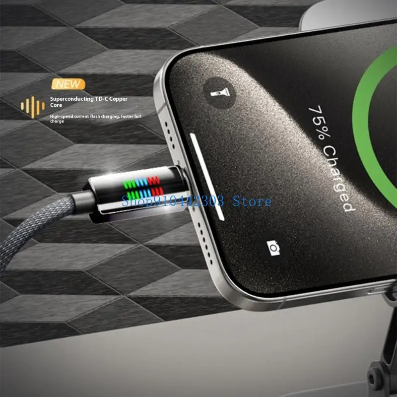 L4MD Zinklegierung abgeschirmt 240W PD Ladungskabel Line Double USB C Port Intelligente LED -Leistungsüberwachung geflochtene – Detail 3