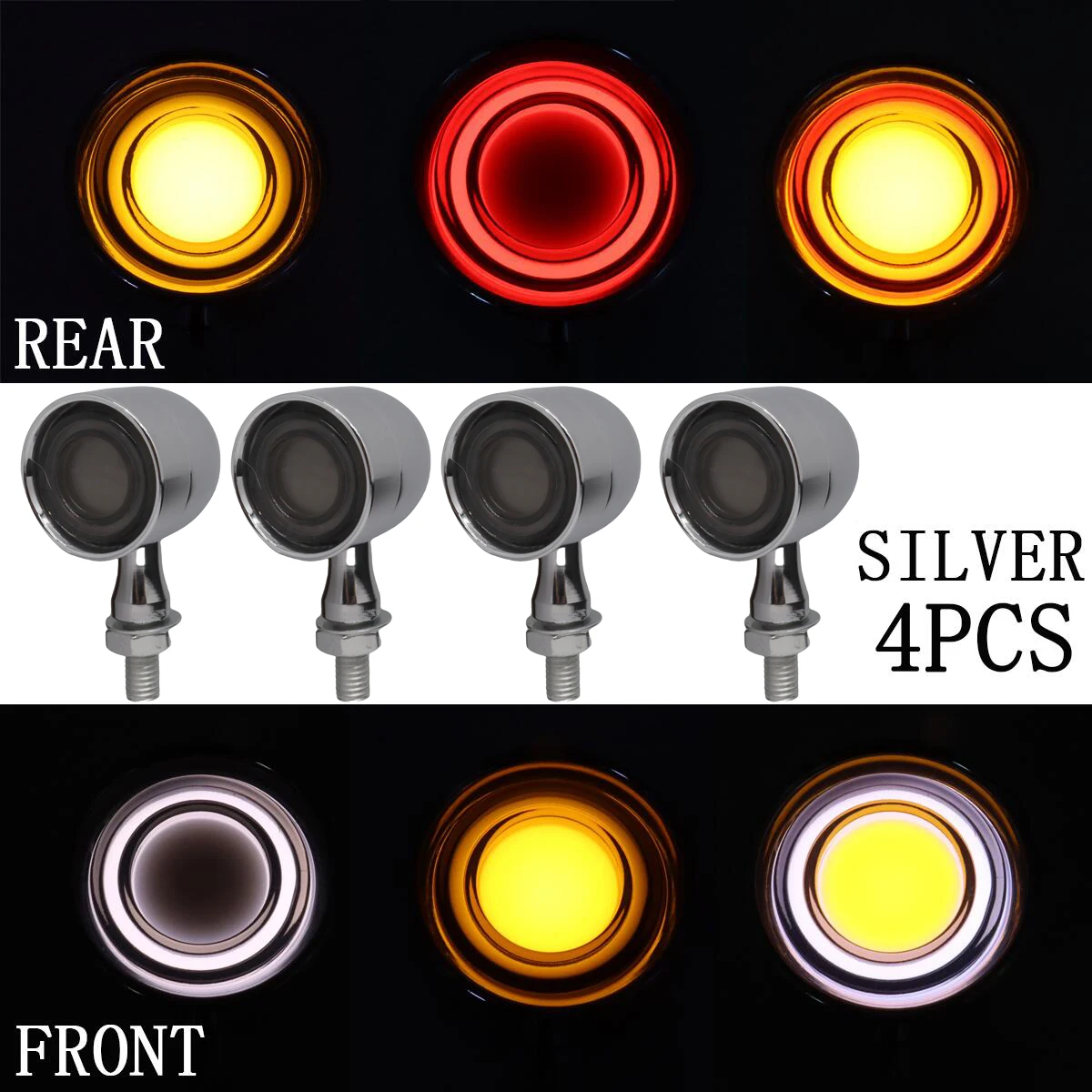 

MOTOREFIT 4 PCS Motorcycle Turn Signals 40 LEDs Front Rear Mini Bullet Lights, Universal Fit Harley Chopper Bobber