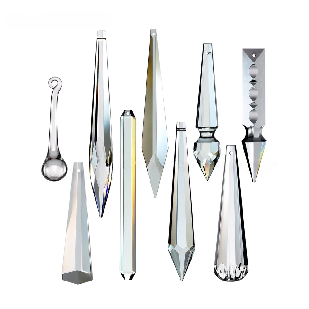 1Pc 100mm Rocket Head Prism Hanging Bead Drop Icicle Crystal Glass Pendant Chandelier Lamp Lighting Part Craft Supply Home Decor