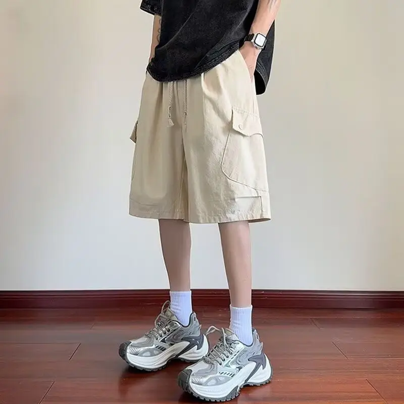 Men's Athletic Shorts New Summer Style Loose Cargo Design Mid-Length with Large Pockets for Sports Wear 2026 American Trend