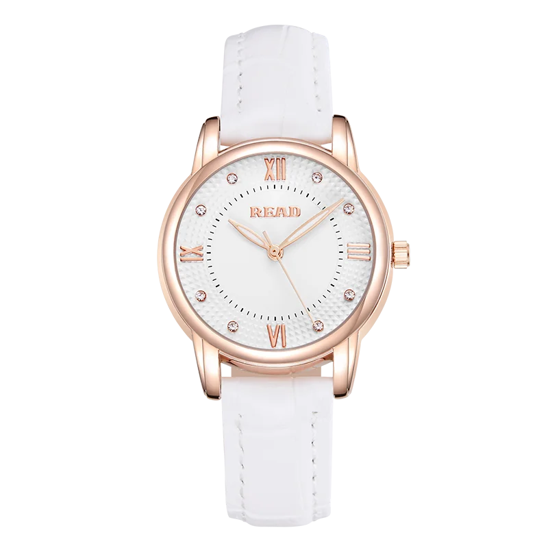 READ Women Analog Quartz Watch | White Leather Strap | Roman Numeral Dial | Daily Water Resistant Elegant Ladies Dress Watch
