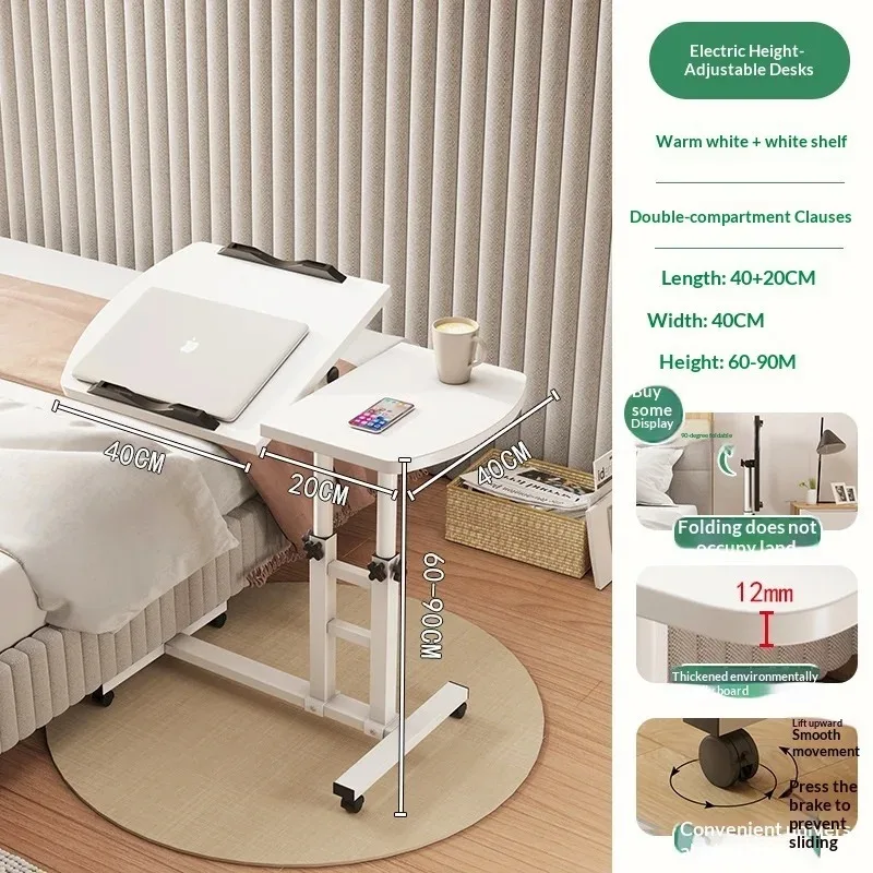 Laptop Table Mobile Rolling Sofa Laptop Desk Side Foldable Small Desk Escritorios Adjustable Height Bedside Lift Up Computer