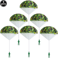 6Packs Camouflage Party Hand Throwing Parachute Toy For Kid's Educational Parachute With Figure Soldier Army Soldier Theme Decor