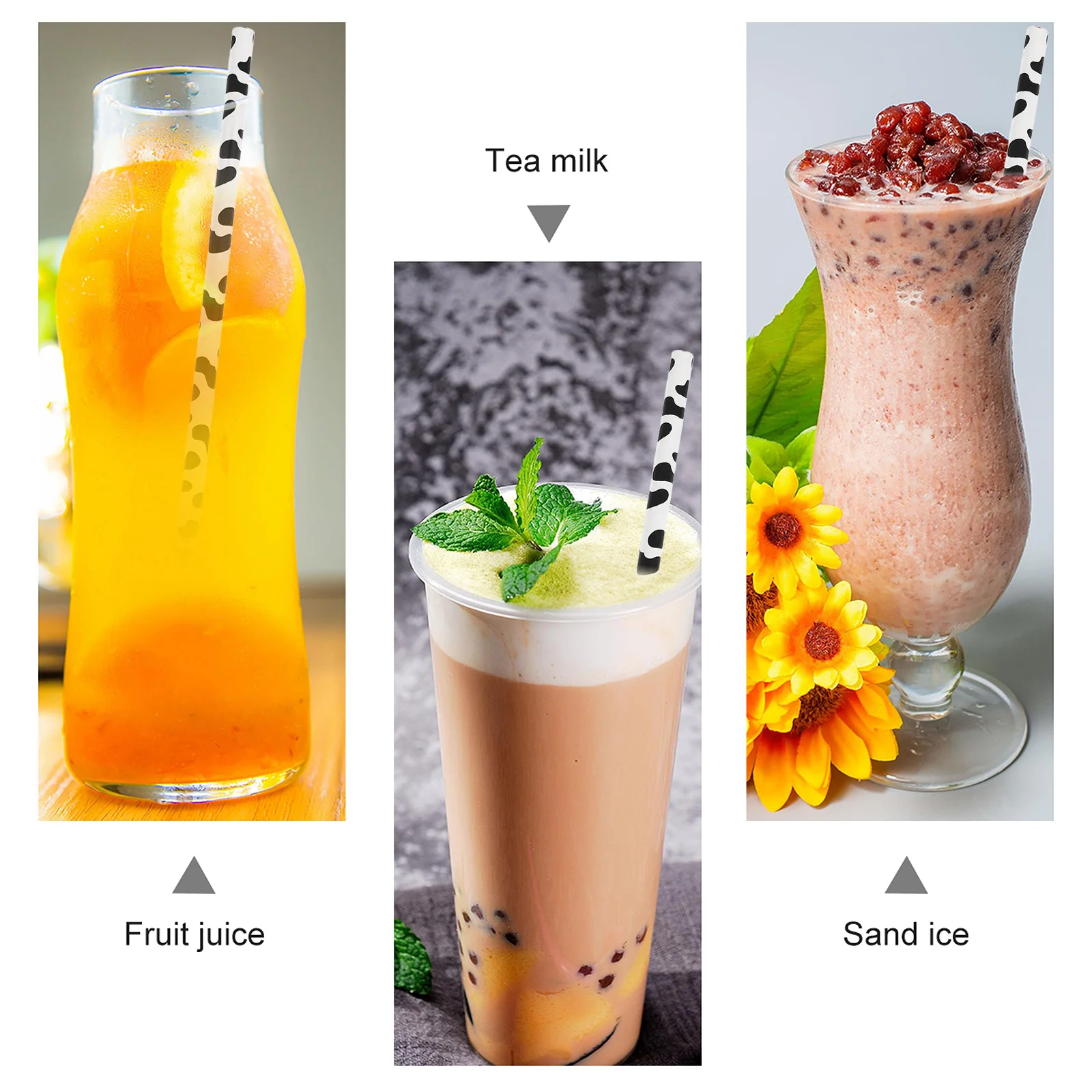 

60Pcs Cow Prints Paper Straws Degradable Long Length Holiday Cocktail Tea Coffee Cow Prints Straws Disposable Paper Straw