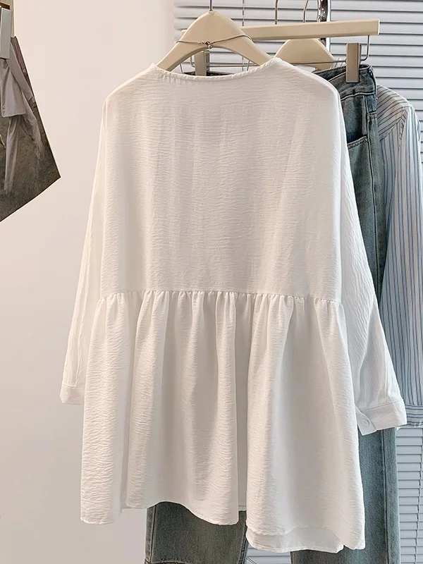 Grote Maat Losse Casual Afslanken Buik Die Pop irt vrouwen Faion Anti-Aging Button down Ademend Comfortabel T-shirt