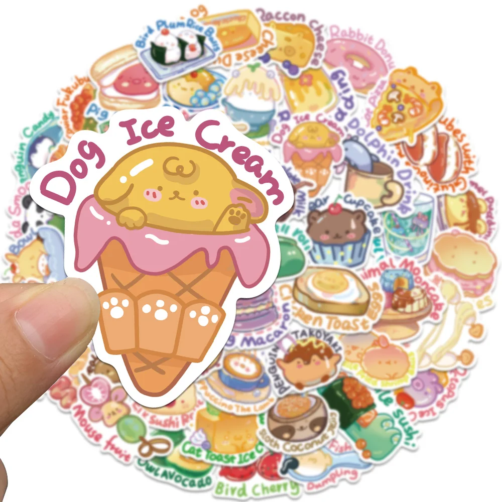 Cute Dog Ice Cream Adesivos para Crianças, Adesivo Impermeável, Brinquedos Clássicos, Kawaii, Laptop, Guitarra, Bagagem, Geladeira, Telefone, Geladeira, 50Pcs