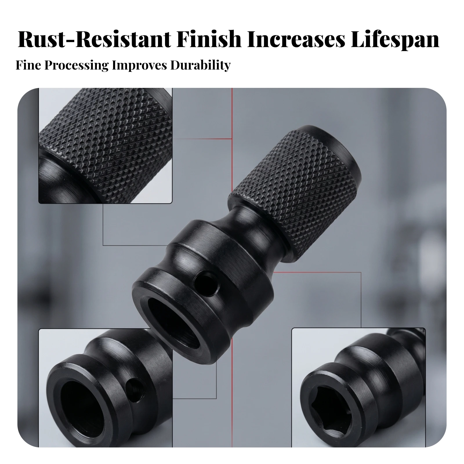 5 Pieces Screwdriver Bit Adapter Telescopic Bit Adapter Tool Accessory Shiny Finish Retaining Pin Knurled Grip