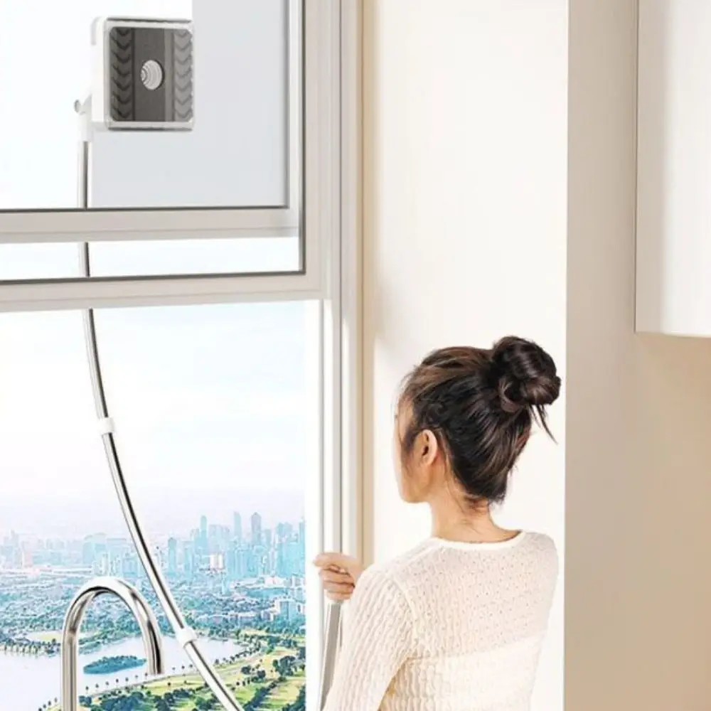 

Stainless Steel and PP Windows Cleaning Tool Gray Stretchable High-rise Window Cleaner Arc Rod Flexible Cleaning
