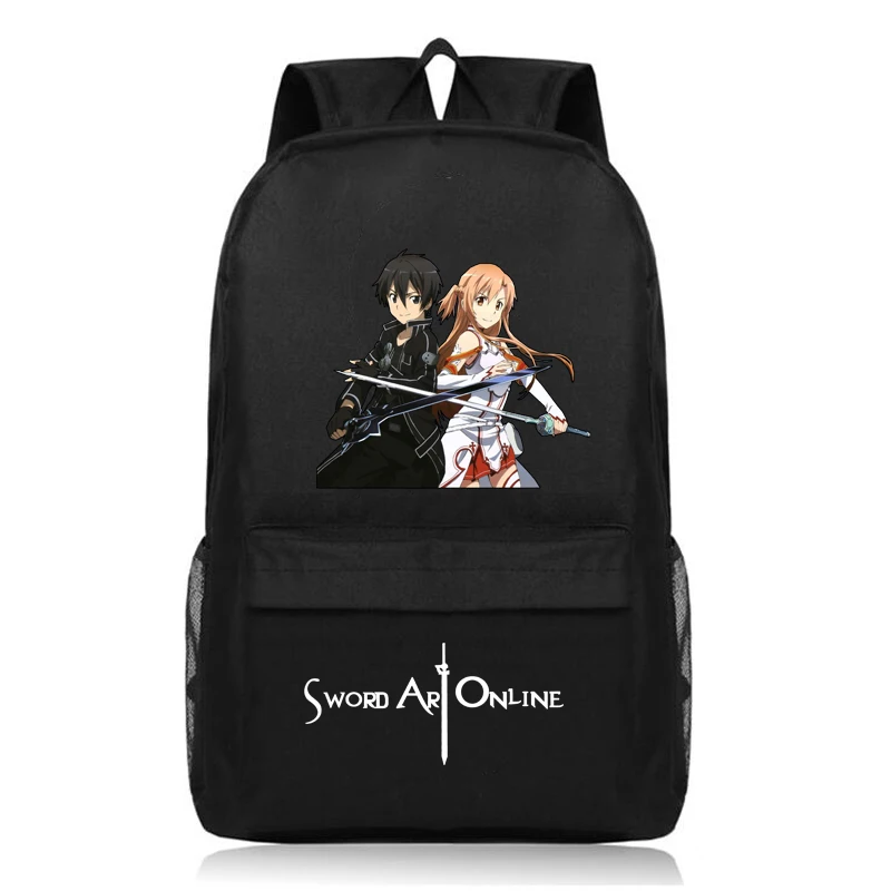 Anime espada arte on-line menino menina crianças sacos de livro grande capacidade adolescentes mochilas das mulheres dos homens portátil mochila viagem