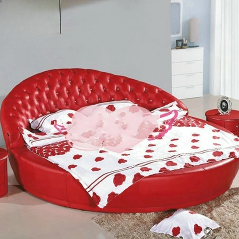 

Leather round bed, double , leather , leather soft bed, princess Y21#