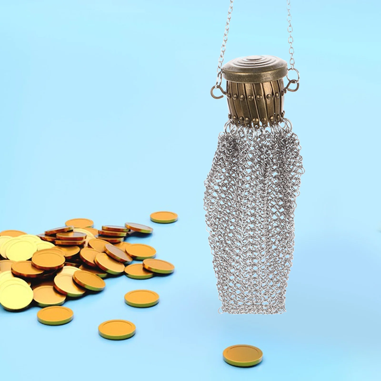 

1920s Vintage English Metal Coin Purse Small Mesh Hanging Chain Cute Handmade Portable Unique Coin Holder for Women