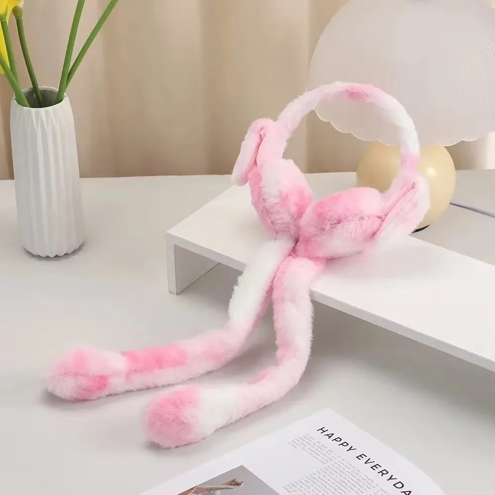 Funny Rabbit Ear Muffs Colorful Soft Ear Protection Cover Moving Jumping Ears Winter Warm Earmuffs for Women Girls