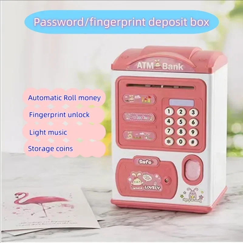 NEW Cartoon ATM Cash Saving Box Money Bank Toy For Kids Electronic Large Money Box Savings Password Digital Fingerprint Unlock