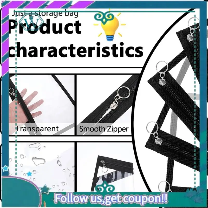 Upgraded 8 Clear Zipper Bags PVC Cosmetic Bag Envelope Storage Zipper Bags For Organizing Home Office Supplies