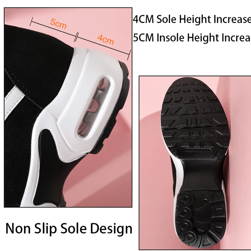 2024 Women Air Cushion Sneaker Insole Increase Height Brand Sport Shoes High Buttom Outdoor Daily Walking Shoes