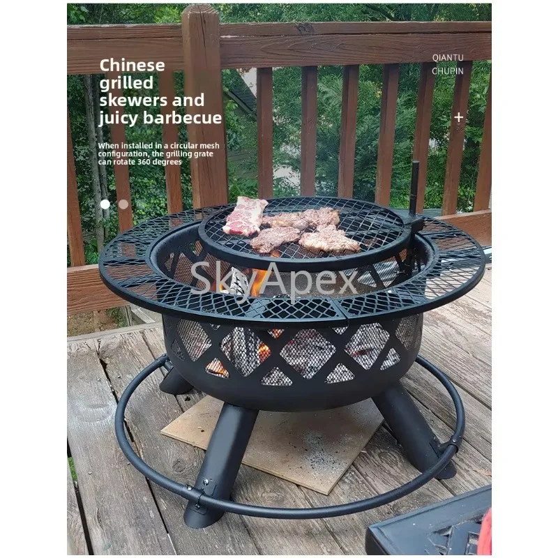 Heavy Duty Outdoor Metal BBQ Grill Camping Stove Charcoal Rack Fire Pit Easily Assembled AntiRust Camping Patio  Garden  Cooking