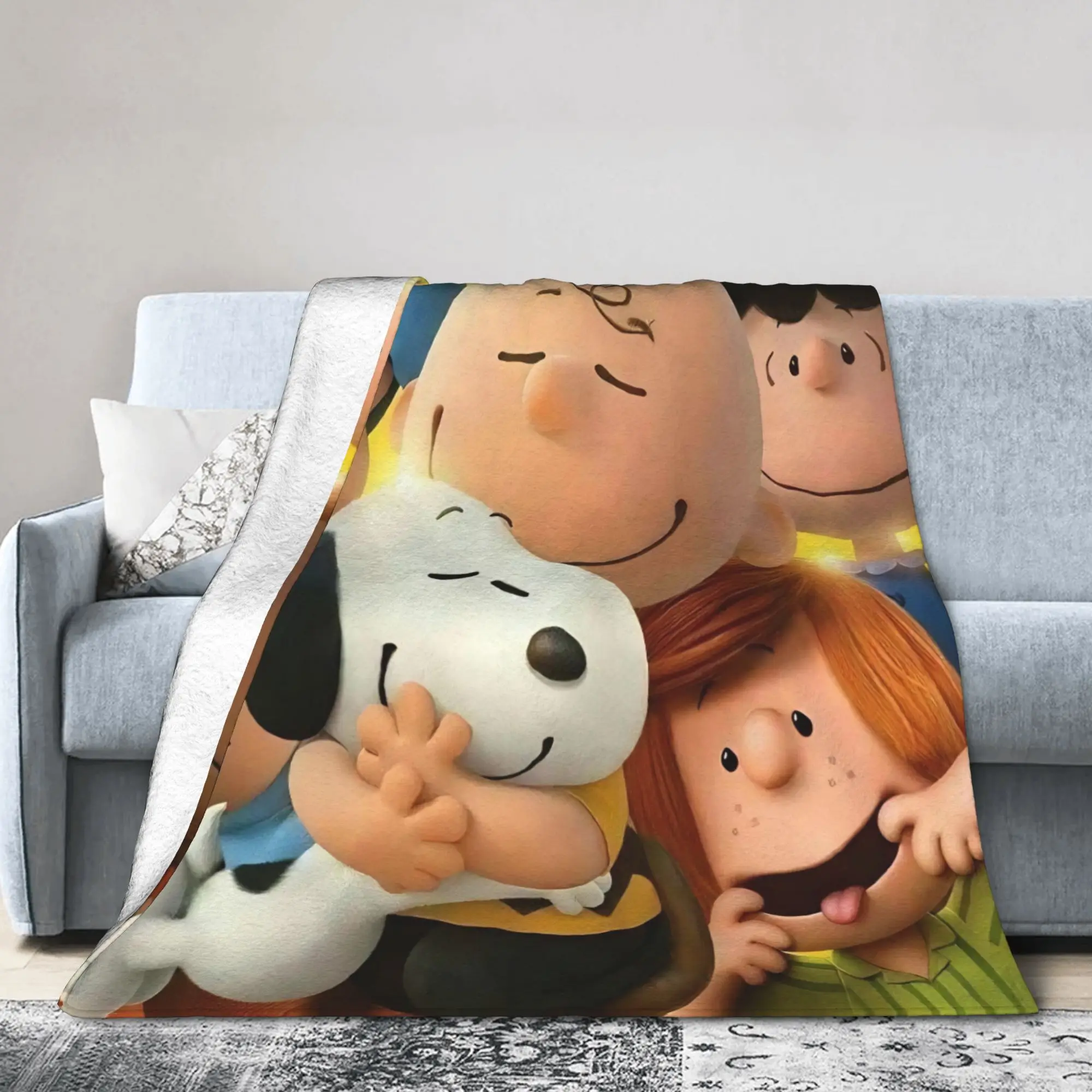 S-Snoopys Movie Blanket Friends Cartoon Fuzzy Awesome Warm Throw Blanket for Bedding Lounge Spring/Autumn