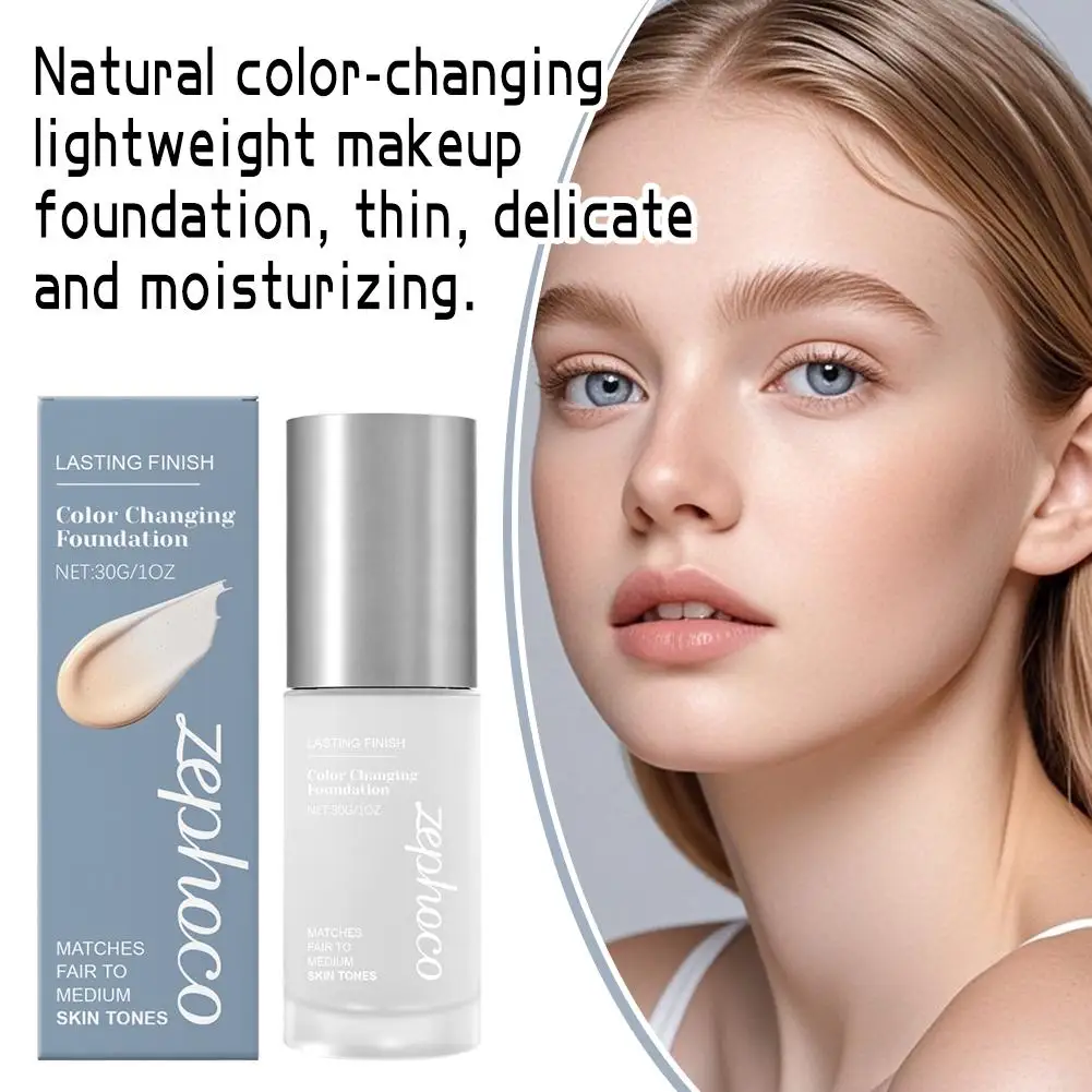 Lightweight Color‑Changing Foundation Hydrating Daily Natural Sheer Base Makeup Long Lasting Silky Fit For All Skin Types 30G