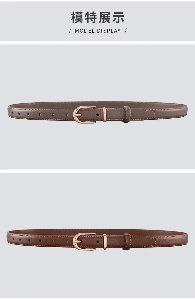Damen-Gürtel aus zweilagigem Rindsleder mit Legierungsdornschließe, vielseitiger, luxuriöser und minimalistischer Gürtel für Anzüge und Jeans – Detail 17