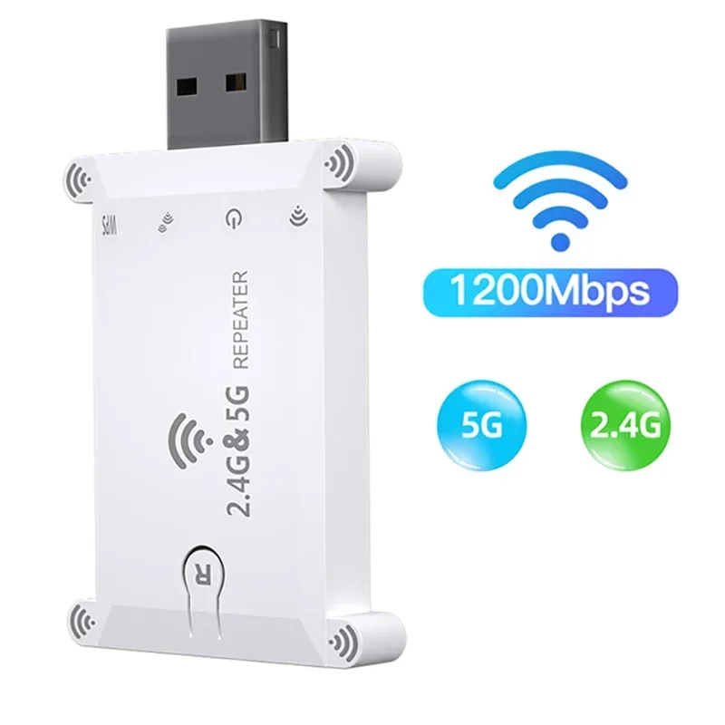 Wifi Extender USB Portable Wifi Repeater 1200Mbps WiFi Signal Extender Amplifier Wireless Router Long Range 2.4G/5G WiFiRepeater