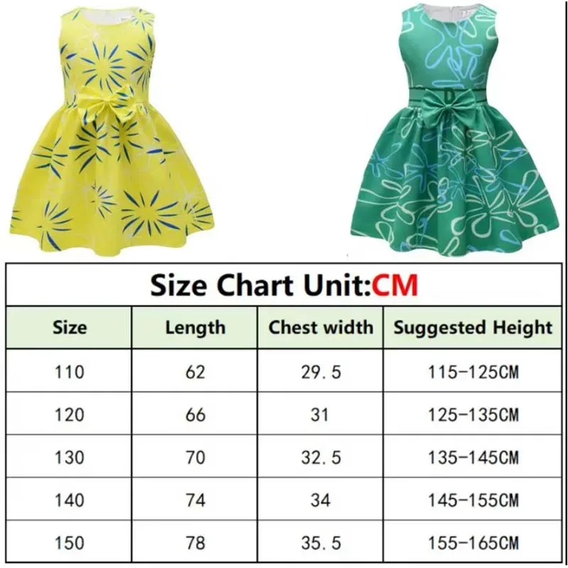 Cartoon Joy Princess Dress for Girls Disgust Cosplay Costume Wig Halloween Carnival Birthday Dress Up Movie Inside Out 2024