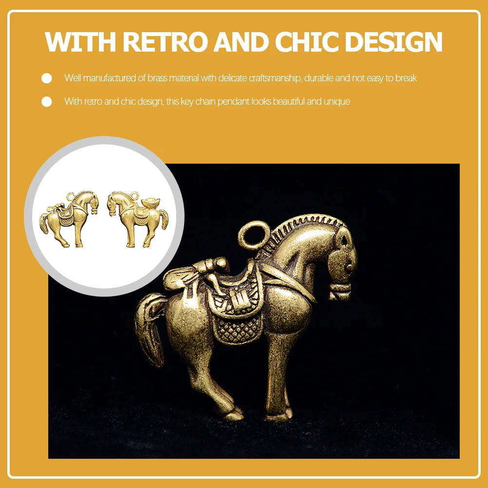 

2Pcs Brass Horse Charms Vintage Style Key Making Pendants Creative DIY Jewelry Craft Gifts Retro Animal Embellishments