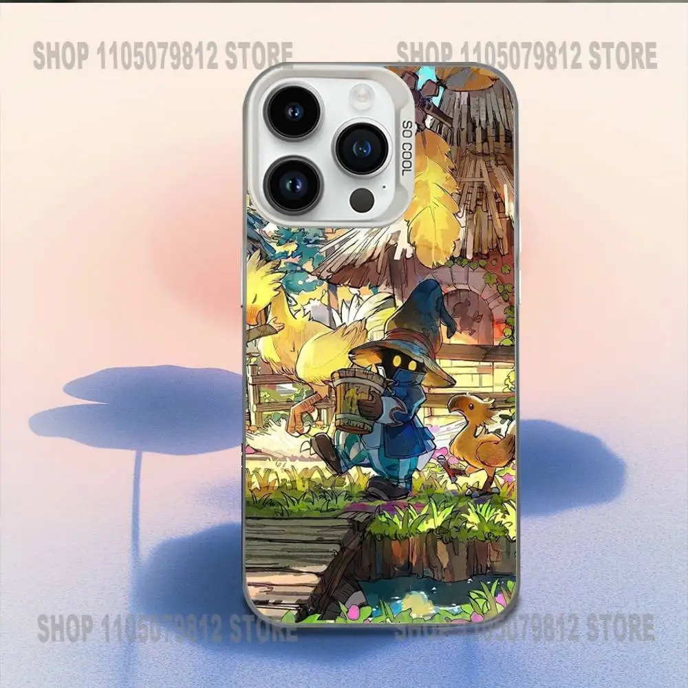 M-moogle final fantasia vivi capa de telefone para iphone 16,15,14,13,12,11, mini, pro, e, max branco doce fosco capa à prova de choque