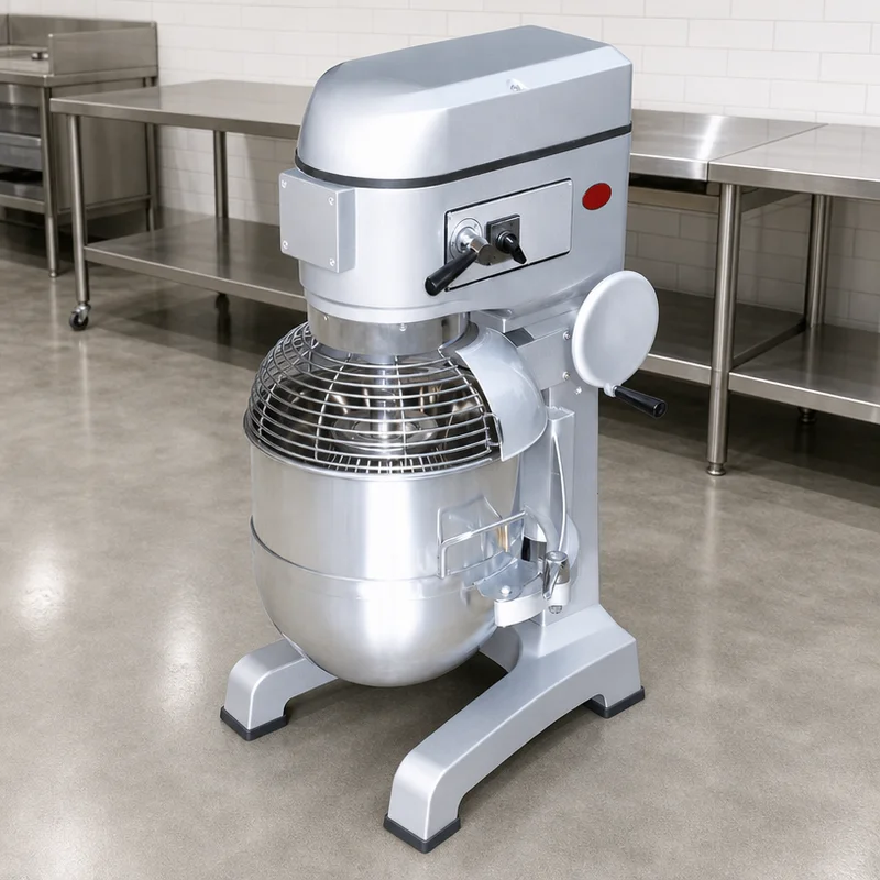 Commercial 40L Planetary Mixer Safety Guard Cage 3-Speed 2kW Floor Standing Food Dough Mixer for Bakery Restaurant