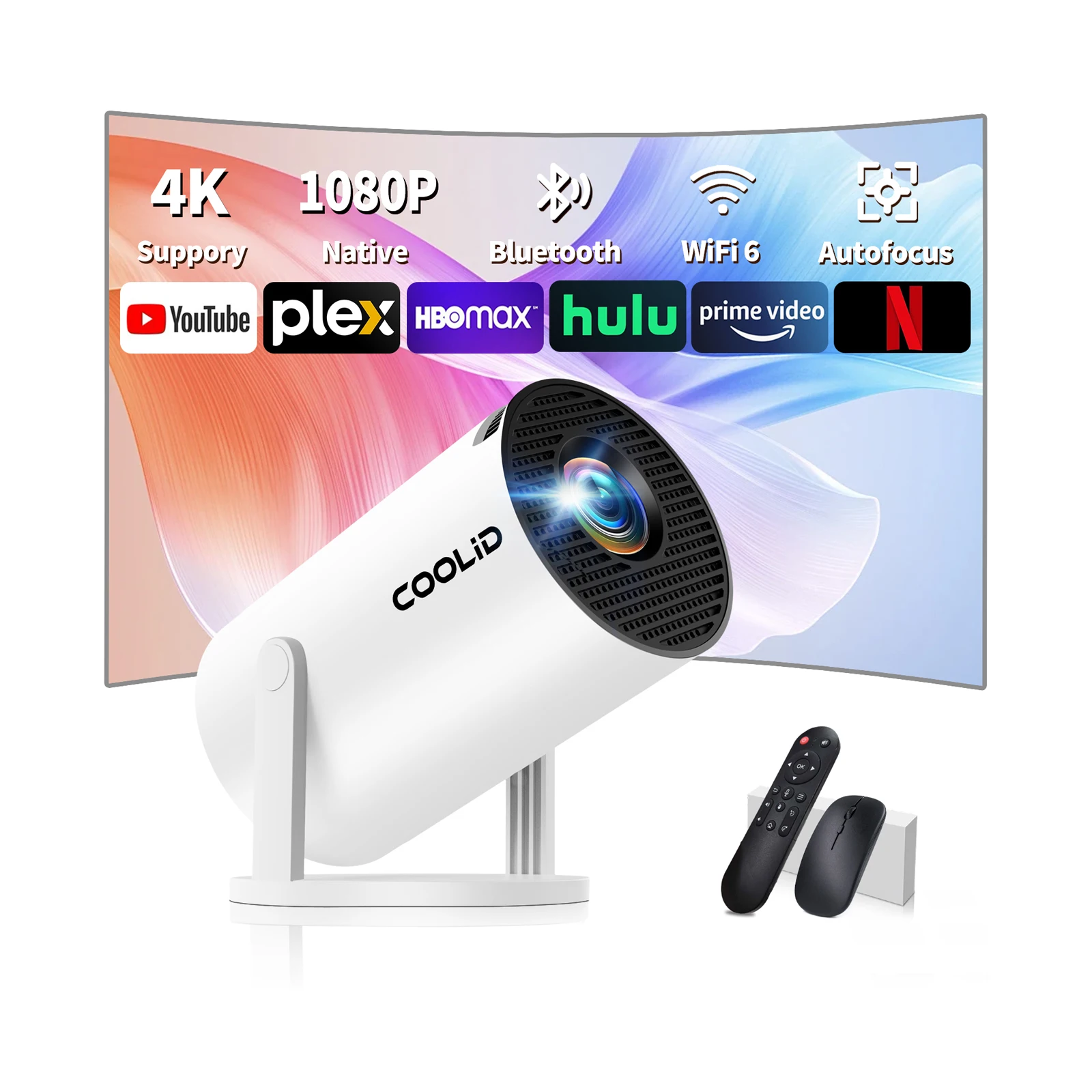 

Portable Projector 4K Android 11 Dual Wifi6 BT5.0 1080P with Built-in Apps Home Cinema Outdoor Mini Video Projector