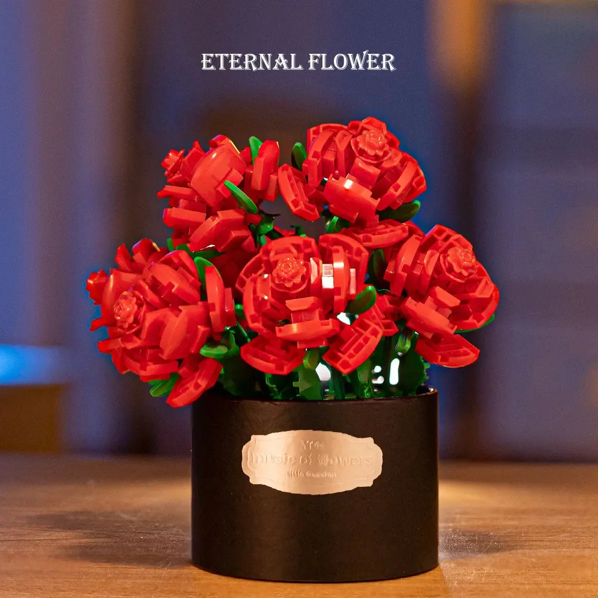 Romantic Rose Eternal Flower Building Blocks Creative Flower Dust Cover Set Bricks Children Kids Toy Girls Valentine\'s Day Gifts